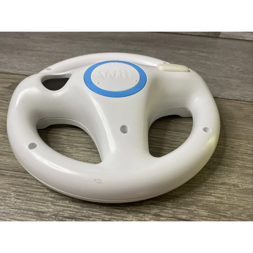 Nintendo Wii Wheel Racing Accessory RVL-024 White Good Mario Kart Steering Wheel